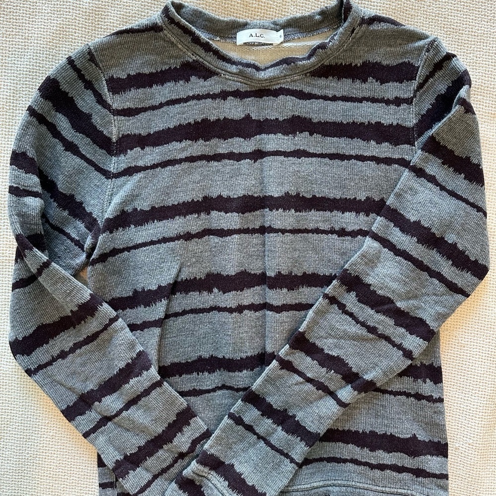 A.L.C. Gray And Brown Striped Top